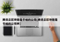 腾讯云区块链是干啥的公司[腾讯云区块链是干啥的公司啊]